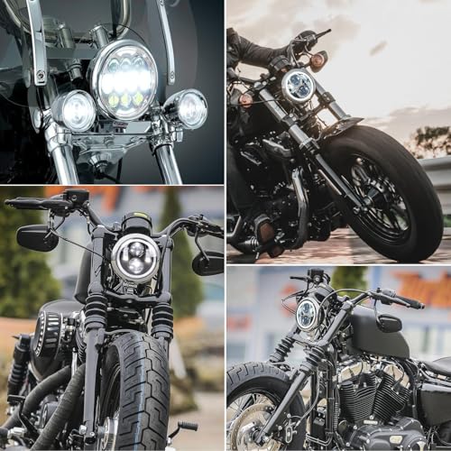 SKTYANTS 5 3/4" 5.75 Inch Led Headlight Housing bucket Trim Ring for Motorcycle (Chrome) - color: Chrome