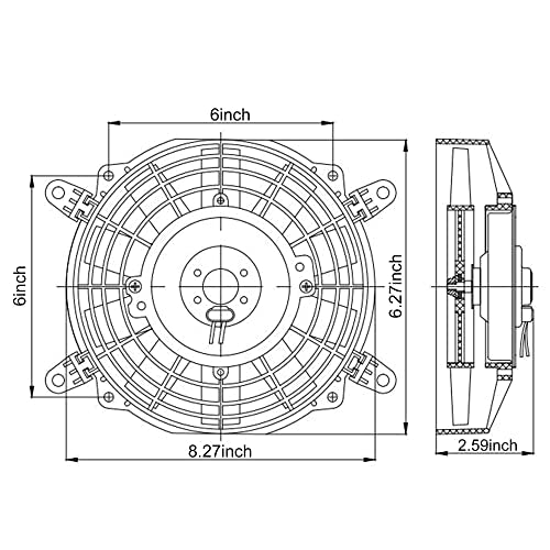 7" Electric Radiator Cooling Fan Assembly Kit with 12V 80W Motor Universal High Performance Slim Fan Push Pull Black Curved Blades - style: 7" Curved