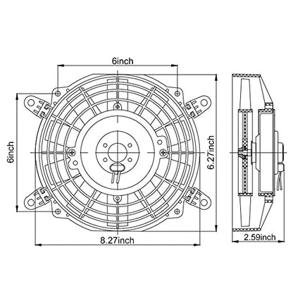 7" Electric Radiator Cooling Fan Assembly Kit with 12V 80W Motor Universal High Performance Slim Fan Push Pull Black Curved Blades - style: 7" Curved
