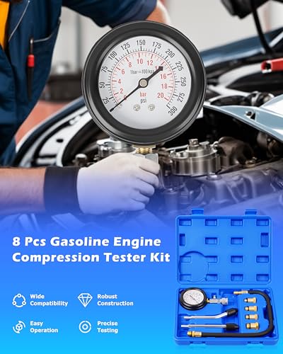DAYUAN Professional Petrol Engine Compression Tester Kit Set, Blue Case - color: Blue