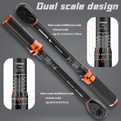 SUZUME Torque Wrench Set 1/2 3/8 1/4 Inch Drive Click ±3% Accuracy