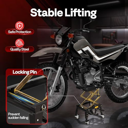 VIVOHOME 350 Lbs Hydraulic Motorcycle Lift Table Motorcycle Scissor Jack - color: Black