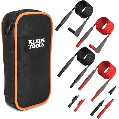 Klein Tools 69483 Meter Test Leads Accessory Kit with (2) Right-Angle, (2) Extenders, (2) Lead Heads, (2) Alligator Clips, and Case - size: Meter Accessory Kit
