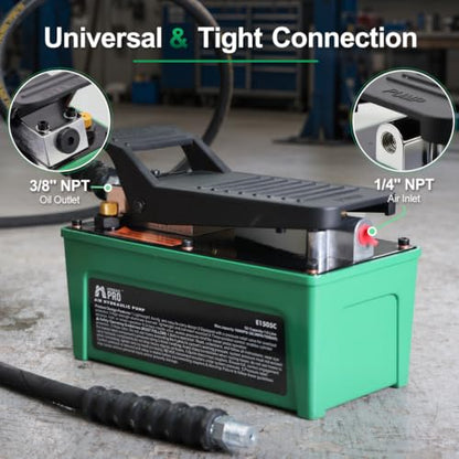 Air Hydraulic Pump with 6.6 ft Oil Hose, 10,000 PSI Foot Pedal Pump - color: Green Air Hydraulic Pump