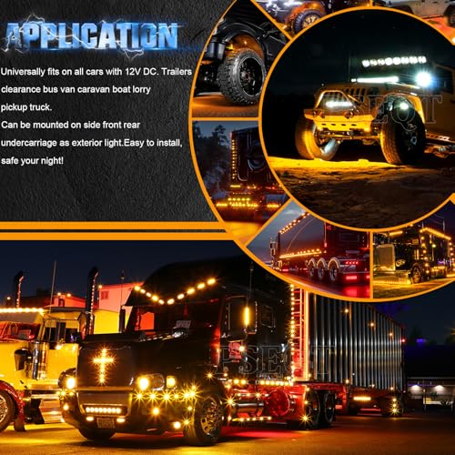 PSEQT 20Pcs 3/4" Strobe Flash+Steady Marker Lights Dual Function Amber LED Trailer Side Clearance Tail Round Lights 12V Turn Signal Warning Waterproof Lamps for Trailer Truck Bus ATV UTV Van RV - color: Amber