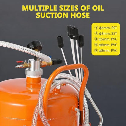 Garvee 20 Gallon Waste Oil Drain Tank, Portable Oil Drain Container, Air Operated Drainer, Fluid Fuel Transfer Drainage, Adjustable Funnel Height with Wheel &15'' Premium Bowl and a Toolbox - size: 20 Gallon - L Size - Orange