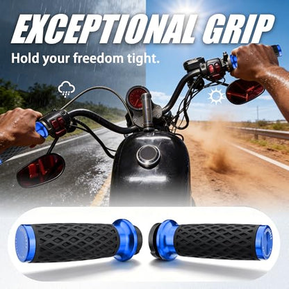 Blue 1" Silicone Cable Throttle Grips with End Cap for Harley - color: Blue