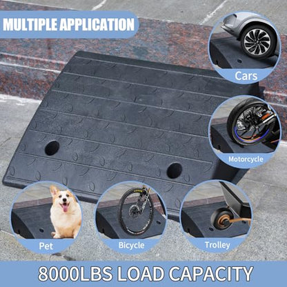 BESEA Rubber Curb Ramp 5" Rise 17" Long Driveway Threshold Ramp 2 Pack - size: 5" Rise