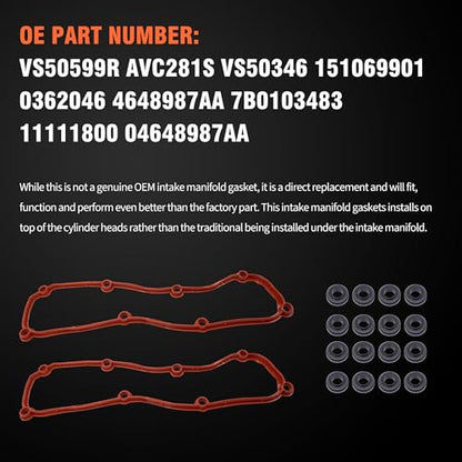 HiSport Engine Valve Cover Gasket Set VS50599R for 3.3L 3.8L - color: VS50599R