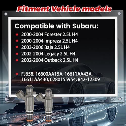 4-Pack Fuel Injectors Set | Compatible with Subaru Forester Impreza Baja Legacy Outback 2002-2006 2.5L H4| Replaces FJ658 16600AA15A 0280155954 - size: 4 X FJ658