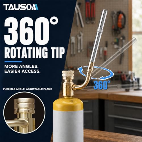 360° Swivel Propane Torch Head, Adjustable for Soldering and Brazing - color: Gold