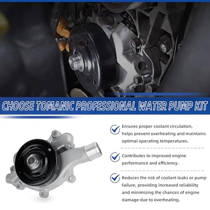 AW7160 Professional Water Pump Kit with Gasket and Installation Gloves, Compatible with Jeep Grand Cherokee 1993-1998 5.2L/5.9L V8, Dodge Ram1500, Dakota, Durango 3.9L V6 5.2L/5.9L V8 Engines - size: 1993-2003