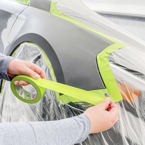 3M Scotch 233+ Crepe Paper Automotive Refinish Performance Masking Tape, 250 degree F Performance Temperature, 25 lbs/in Tensile Strength, 60.15 yds Length x 1/2" Width, Green