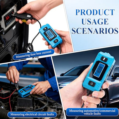 Automotive Circuit Fault Probe Tester, 20A 48V High-Precision Current Tester, Car Circuit Probe Tester, Car Relay Fuse Blade Checker with LED Display and Lighting for Various Vehicles