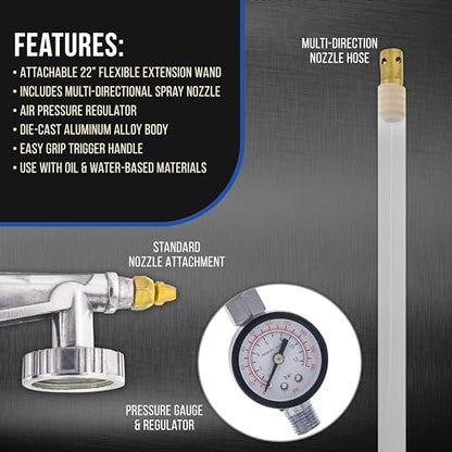 Master Elite Undercoating Spray Gun with Regulator, Flexible Extension Wand