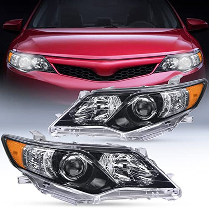 Nilight Headlight Assembly Compatible with Toyota Camry 2012-2014 - color: Black Housing+ Amber Reflector, size: Fit 2012-2014 Camry