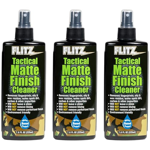 Flitz Tactical Matte Finish Cleaner - 7.6oz Bottle of USA-Made Gun Cleaner Spray to Remove Fingerprints, Oil, & Other Grime - Fast-Drying Cleaning Solution for Gun Wraps & More (3 Pack) - size: 7.6 Ounce (Pack of 3)