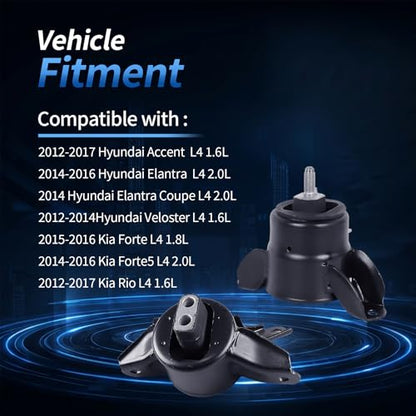 Engine Motor Mount Fits 2012-2017 Accent 1.6L, 2014-2016 Elantra 2.0L - size: 2012-2017Accent1.6L