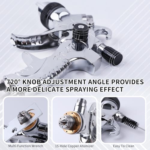 HVLP Spray Gun with Disposable Paint Cups Kit for Car Painting - color: black/silver