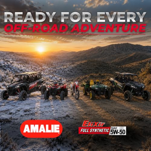 AMALIE Elixir 5W-50 Full Synthetic ATV & UTV Motor Oil (160-72516-56) 1 Quart Bottle, Pack of 12 | Made in USA - size: 1 Quart (Pack of 12)