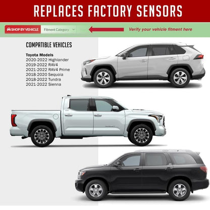 Wheel Accessories Parts PDQ TPMS 315 MHZ Tire Pressure Sensor 4 Pack Rubber Stem For Toyota Lexus Scion Equivilant to: Direct Replacement OE Part # , OEM: 42607-0C091 | 42607-0C101 - color: Rubber