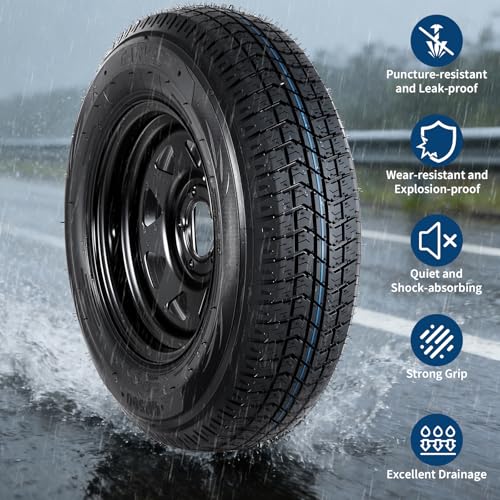 GarveeTech 2-Pack Trailer Tire On Rim ST205/75D14 Trailer Tires and Wheels 5 Lug on 4.5 in PCD Trailer Tires with 14 in Rims Load Range C 6PR Black - size: ST205/75D14