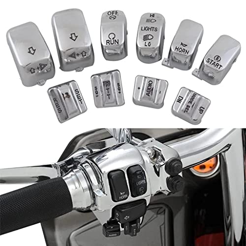 Chrome Hand Control Switch Housing Switch Cap Kit Compatible for Harley Davidson Touring Electra Road Glide Road King Tri Glide Ultra FLHTCU FLTR FLHR 1996-2013