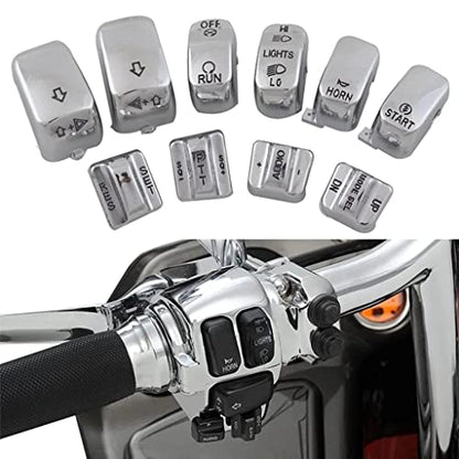 Chrome Hand Control Switch Housing Switch Cap Kit Compatible for Harley Davidson Touring Electra Road Glide Road King Tri Glide Ultra FLHTCU FLTR FLHR 1996-2013