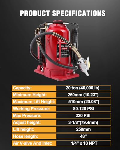 20 Ton Bottle Jack Pneumatic Air Hydraulic