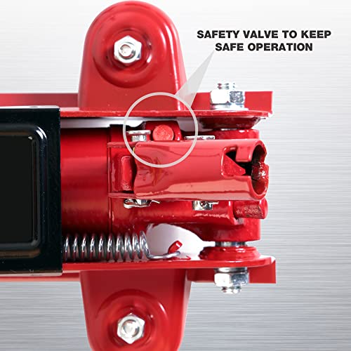 Big RED Hydraulic Trolley Service Lift Jack/Portable Floor Jack with Special Slow Release and Blow Mold Carrying Storage Case : 2 Ton (4,000 lb) Capacity, Red,T82012GS - size: 2 Ton (4,000 lb) slow release with case, style: Steel