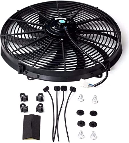 16 inch Electric Radiator Fan with Thermostat Wiring Switch Relay Kit - size: 16 Inch