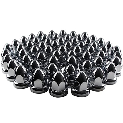 iBroPrat 33mm Chrome Lug Nut Covers Push On ABS Plastic Bullet Flanged 60PC - size: 60PCS