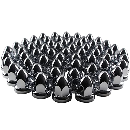 iBroPrat 33mm Chrome Lug Nut Covers Push On ABS Plastic Bullet Flanged 60PC - size: 60PCS