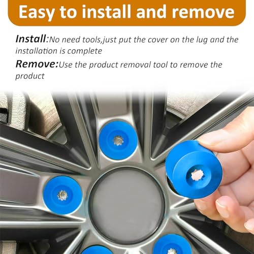 20PCS Car Wheel Lug Nut Covers, 17mm Wheel Bolt Cover Caps with Removal Tool, Black Lug Nut Covers Replacement 1K0 601 173 Compatible with VW Jetta Beetle Passat GTI CC (Blue) - color: Blue