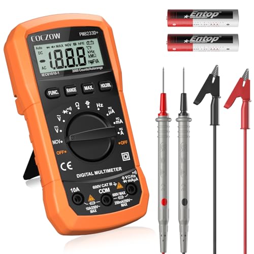 Digital Multimeter,Multimeter Tester, High Sensitivity Voltmeter Ammeter Ohmmeter NCV Circuit Checker Measures AC/DC Voltage,AC/DC Current, Resistance, Diodes, Continuity, Transistor