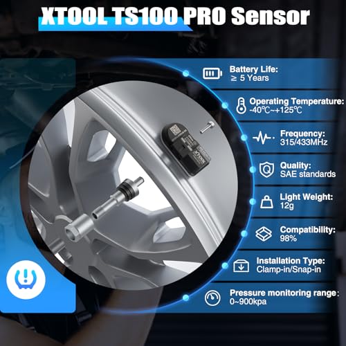 XTOOL TS100 PRO TPMS Sensor 315Mhz/433MHz Tire Pressure Monitoring Sensor