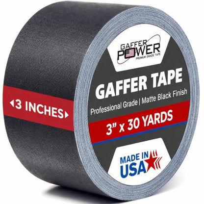 Gaffer Power Black Gaffer Tape 3 Inch x 30 Yards, Heavy Duty, Made in USA - color: Black, size: 3 in x 1080 in