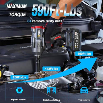 DONCIG 1/2 Cordless Impact Wrench, 590Ft-Lbs(800N.m) High Torque Impact Gun