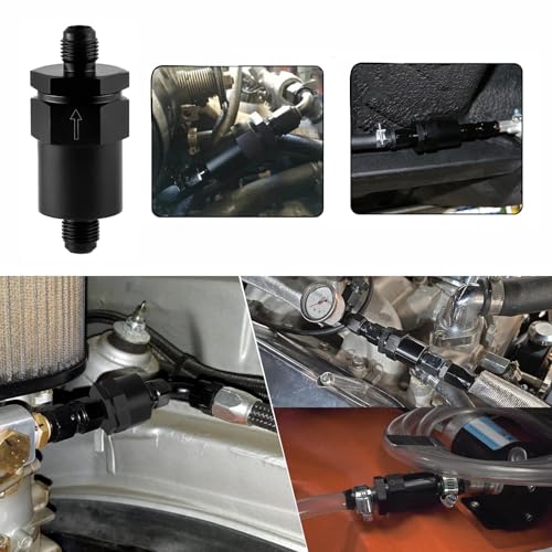 6AN Billet Inline Fuel Filter 30 Micron Anodized Aluminum Black 2PCS - size: 6 AN (3/8 in)