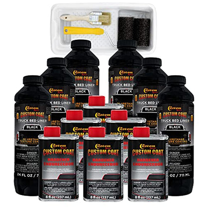 Custom Coat Black 1.5 Gallon Roll-On Truck Bed Liner Kit - color: Black, size: 1.5 Gallon Kit with Roller