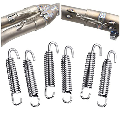Motorcycle Exhaust Pipe Springs, 6Pcs Stainless Steel 65mm Motorcycle Exhaust Pipe Springs Muffler Exhaust Pipe Spring Hooks (Silver) - color: Silver