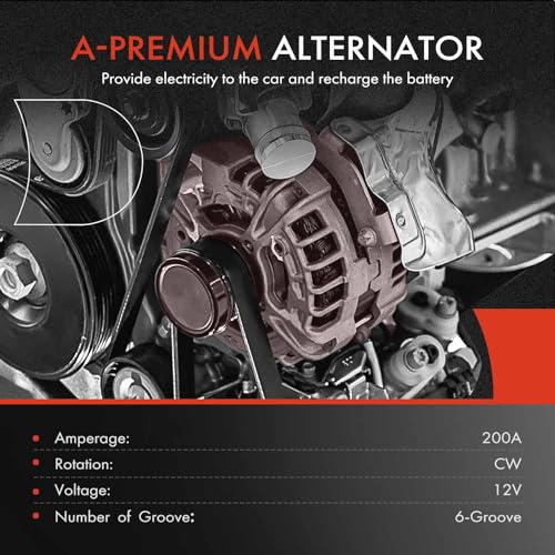 A-Premium Alternator, 12V 200A 6-Groove Clutch Pulley Counterclockwise