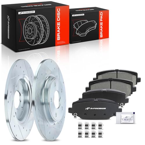 A-Premium 12.91 inch (328mm) Rear Brake Rotors & Ceramic Pads Kit, 6-Pack - style: Rear Drilled and Slotted
