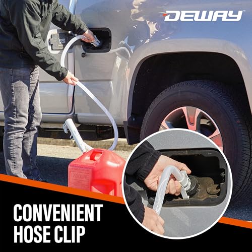 DEWAY Fuel Transfer Pump, Auto Stop, Gas Can Pump, 51" Hose, 4 AA, 3.2 GPM - style: Auto-Stop