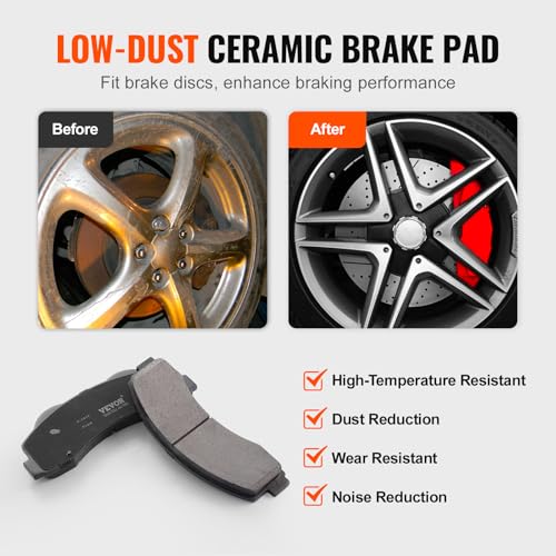 VEVOR Brake Kit Front and Rear, Compatible with 2012-2020 Ford F-150 (MPB only), Drilled and Slotted Brake Rotors Ceramic Brake Pads Replacement, 13.8" Front Rotors 13.7" Rear Rotors - size: S-54153 + S-54186