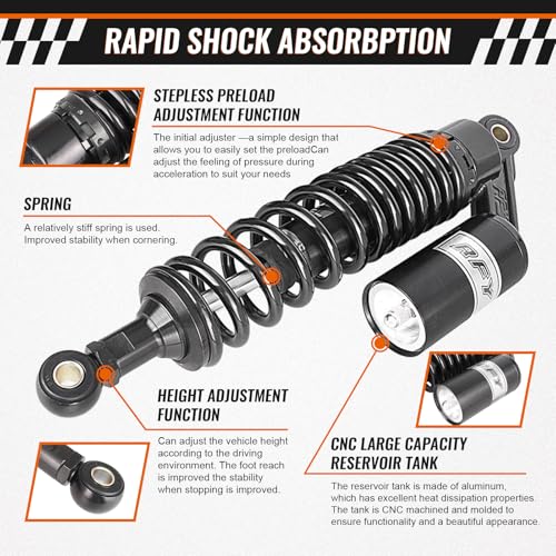 12.6" Universal Motorcycle Rear Air Shock Absorbers 320mm for HONDA - color: Black