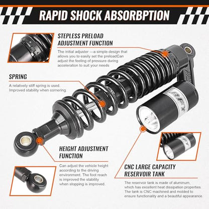 12.6" Universal Motorcycle Rear Air Shock Absorbers 320mm for HONDA - color: Black