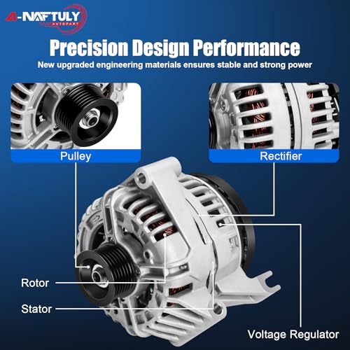 Alternator Replacement for 2006-2011 Chevrolet Impala 3.5L 3.9L, 06-07 Monte Carlo 3.5 3.9, 120A, V6, High Output Alternator 10335497, 20757889, 20911162, 400-24062, ABO0241, 90-15-6502, 11185N