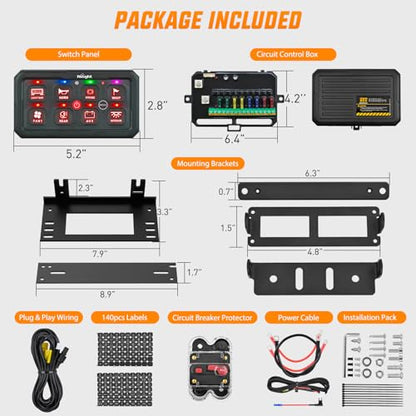 Nilight 8 Gang Switch Panel Red 12V 24V Circuit Control Relay System 4-Mode - color: Red, size: 8 Gang Switch 4 Modes