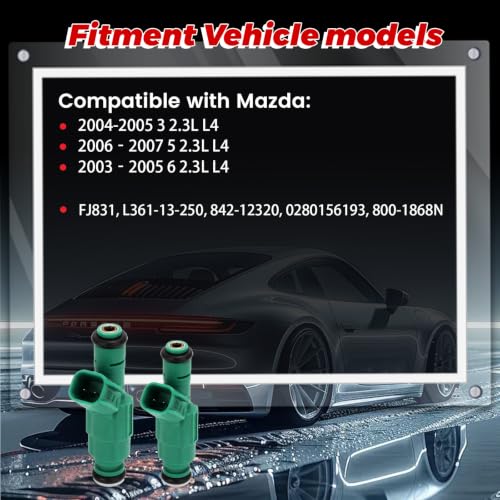 4-Pack Fuel Injectors Set | Compatible with Mazda 3 2004-2005 5 2006-2007 6 2003-2005 2.3L L4| Replaces FJ831 L361-13-250 842-12320 - size: 4 X FJ831